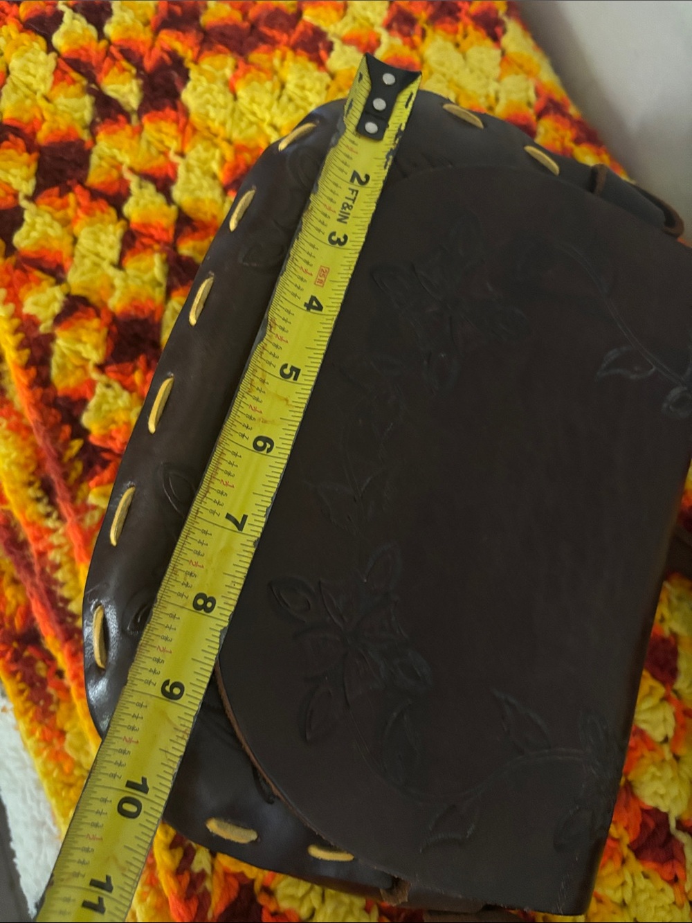 Vintage Tooled Leather Handmade Saddle Shoulder Bag Boho-Haruko - Picture 11 of 17